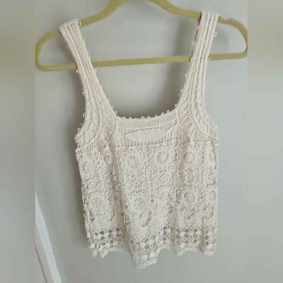 GUC Pins & Needles Cream Lace Boho Tank Top Size XS - Picture 1 of 8